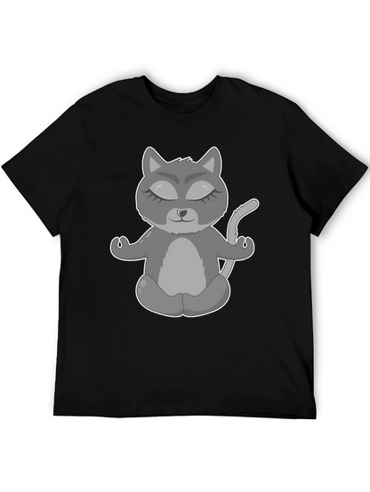 Yoga Cat Graphic T-Shirt - Black Tee