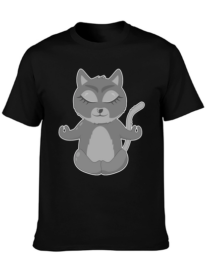 Yoga Cat Graphic T-Shirt - Black Tee