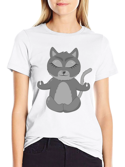 Yoga Cat Graphic T-Shirt - Black Tee