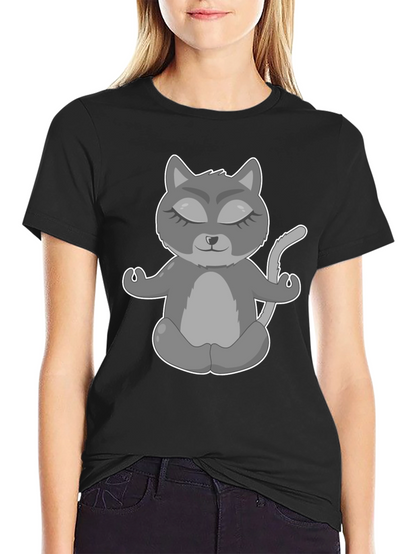 Yoga Cat Graphic T-Shirt - Black Tee
