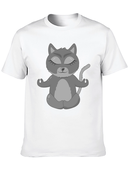 Yoga Cat Graphic T-Shirt - Black Tee