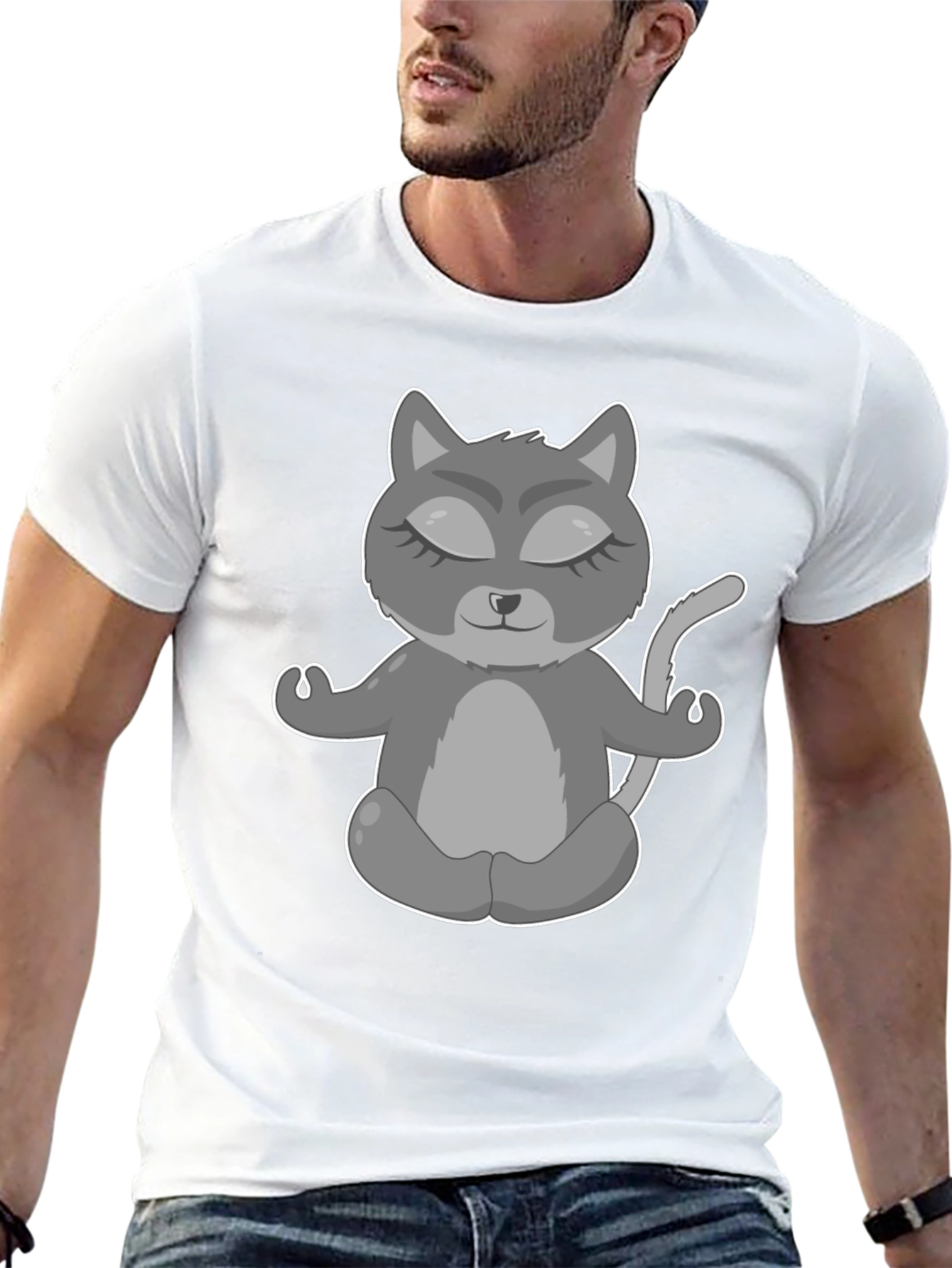 Yoga Cat Graphic T-Shirt - Black Tee