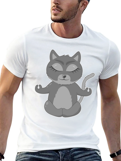 Yoga Cat Graphic T-Shirt - Black Tee