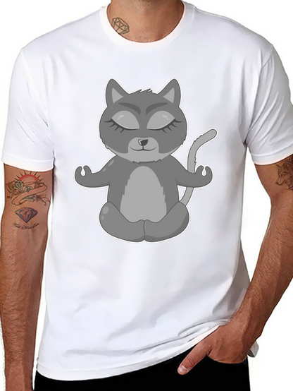 Yoga Cat Graphic T-Shirt - Black Tee