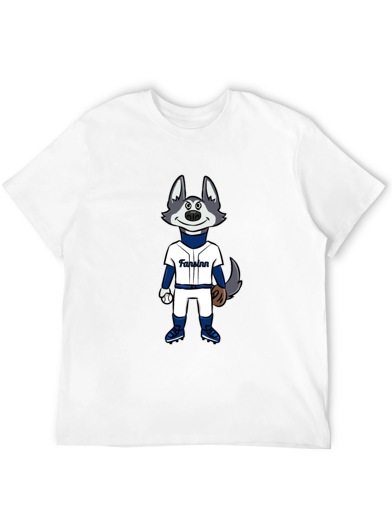 Cartoon Husky Baseball Fan T-Shirt