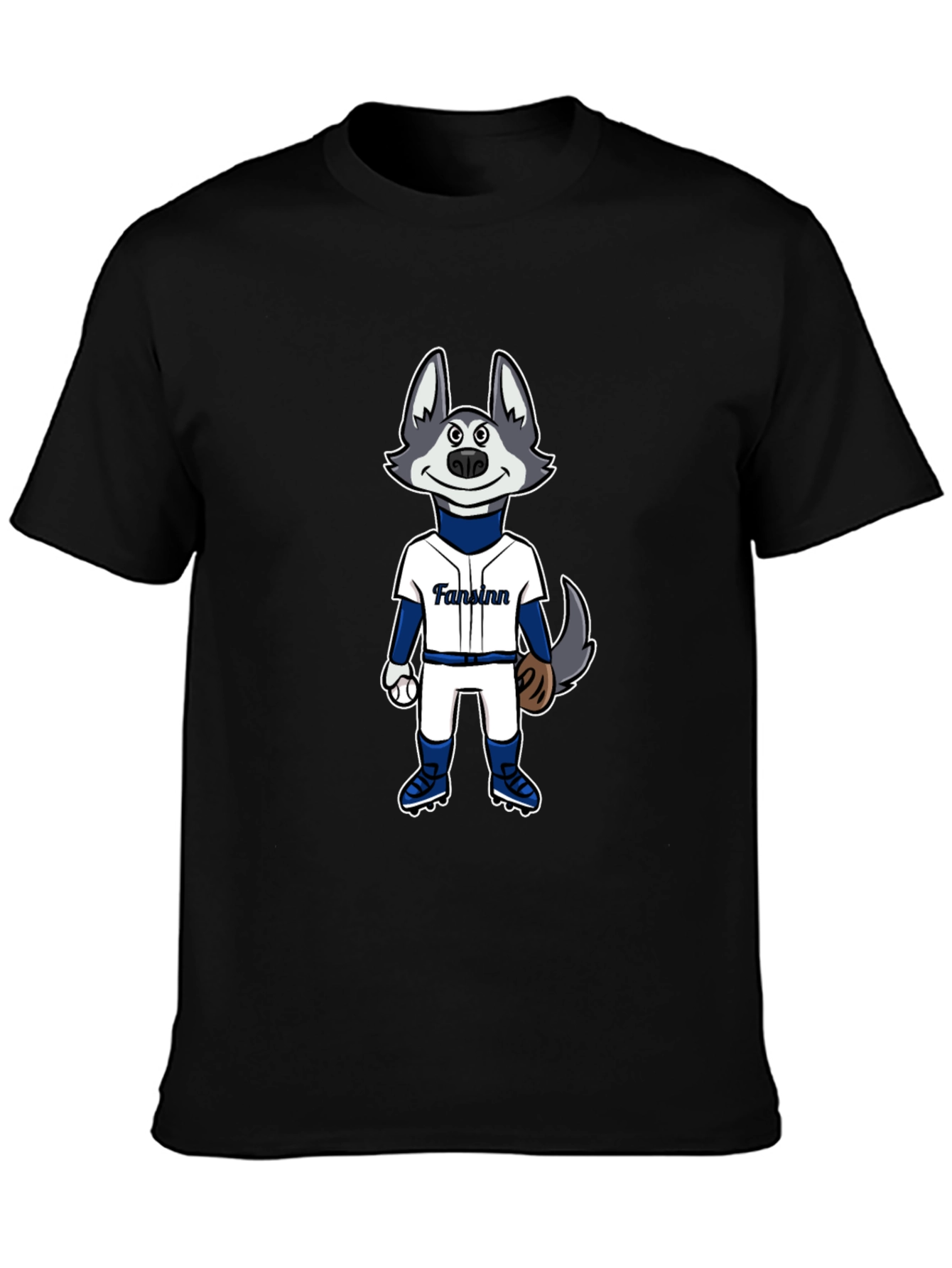 Cartoon Husky Baseball Fan T-Shirt