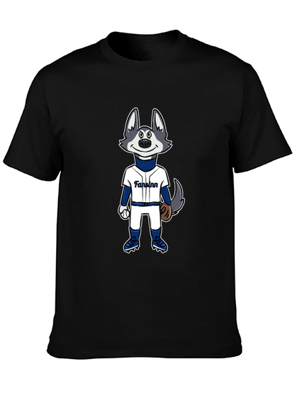 Cartoon Husky Baseball Fan T-Shirt