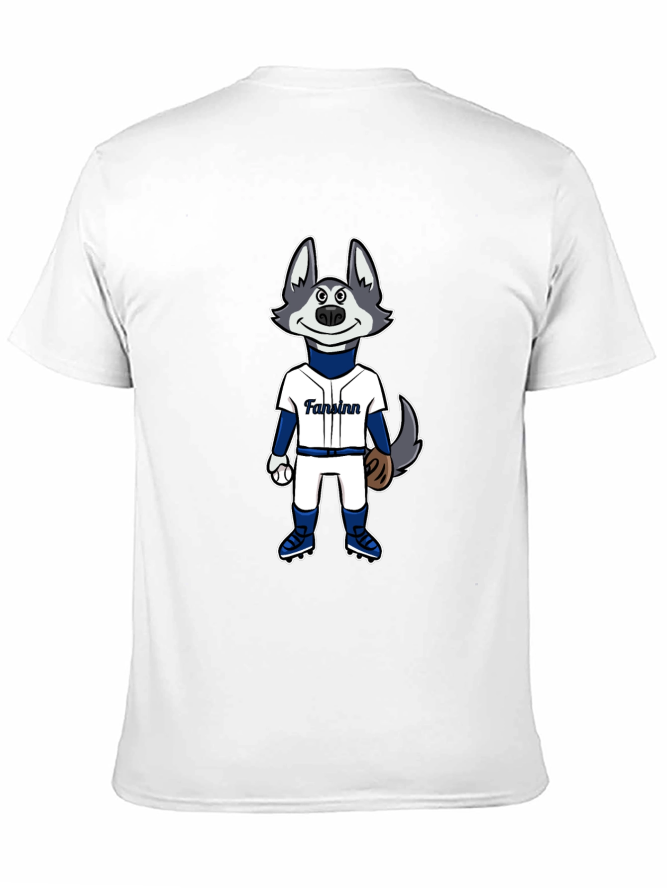 Cartoon Husky Baseball Fan T-Shirt