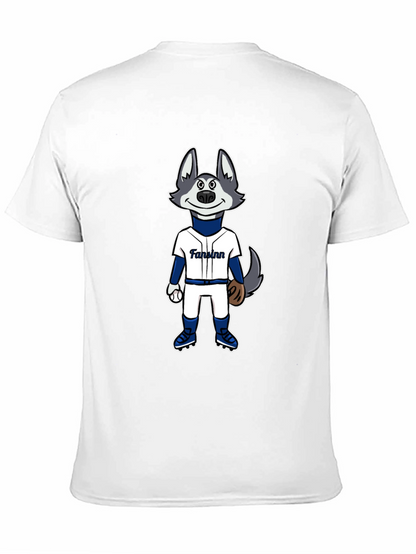 Cartoon Husky Baseball Fan T-Shirt