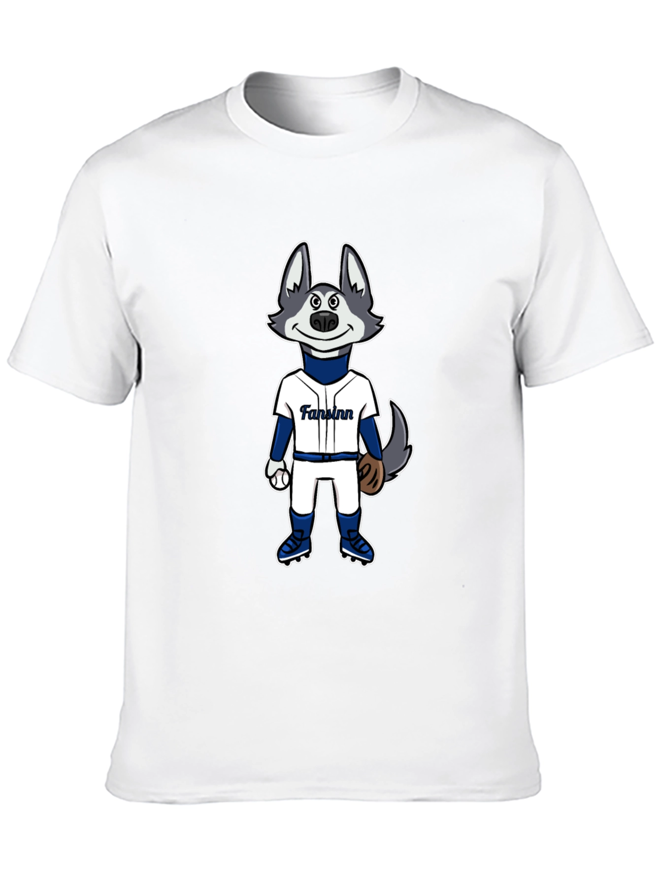 Cartoon Husky Baseball Fan T-Shirt