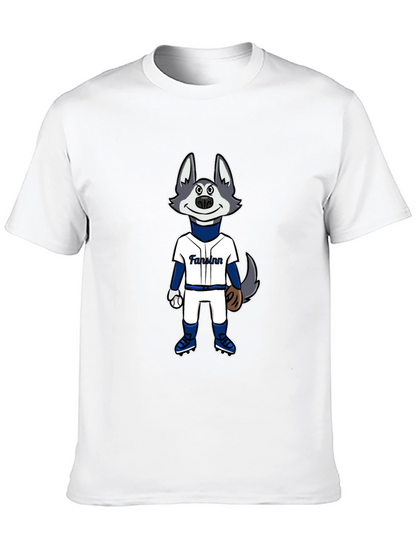 Cartoon Husky Baseball Fan T-Shirt
