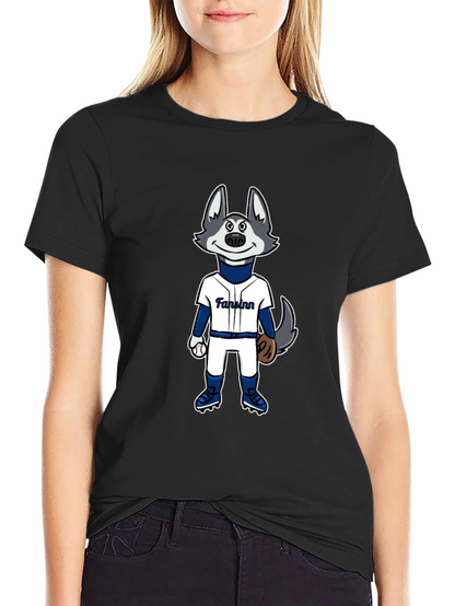 Cartoon Husky Baseball Fan T-Shirt
