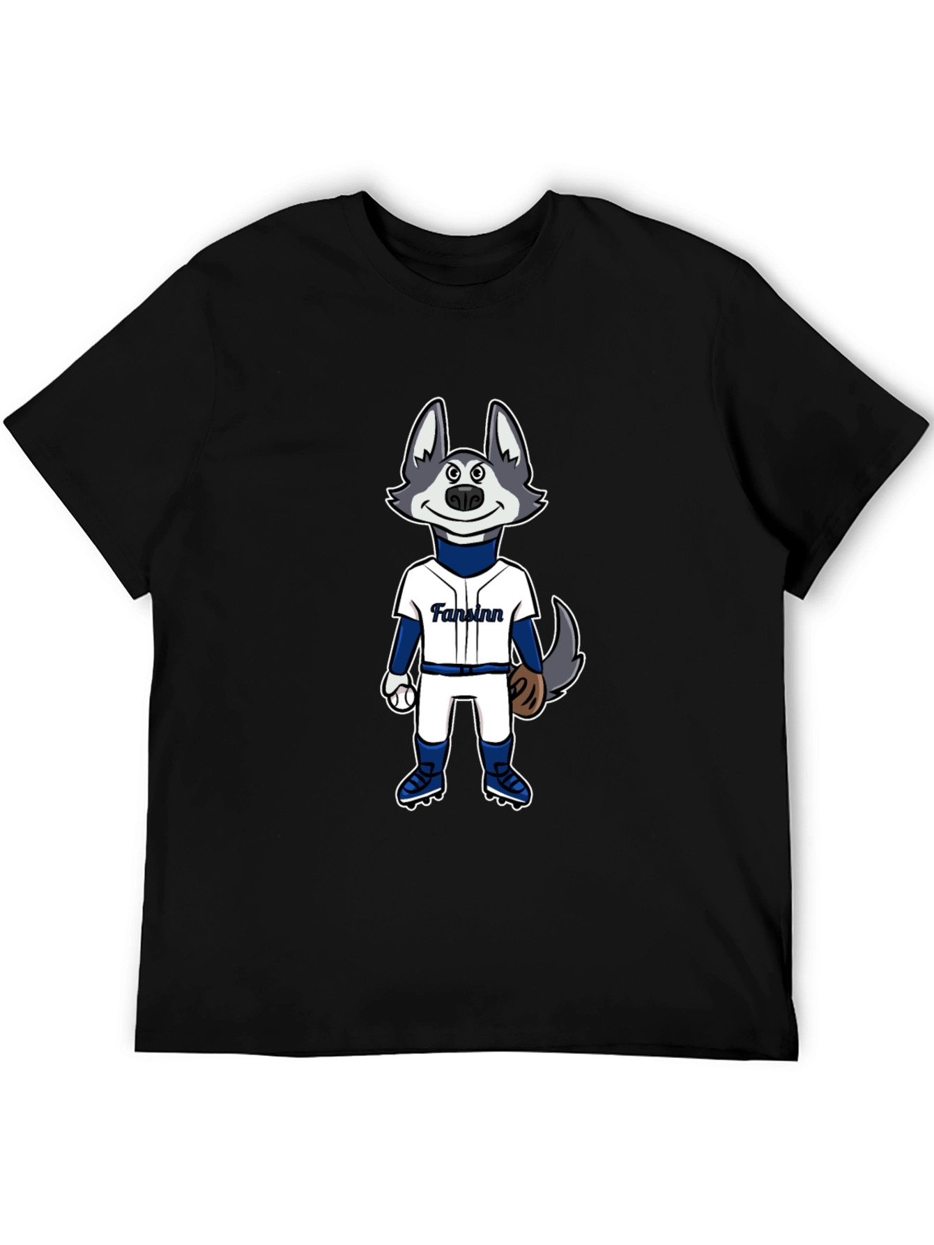 Cartoon Husky Baseball Fan T-Shirt