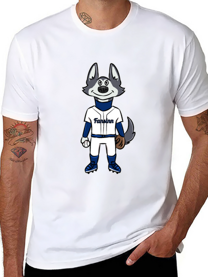 Cartoon Husky Baseball Fan T-Shirt
