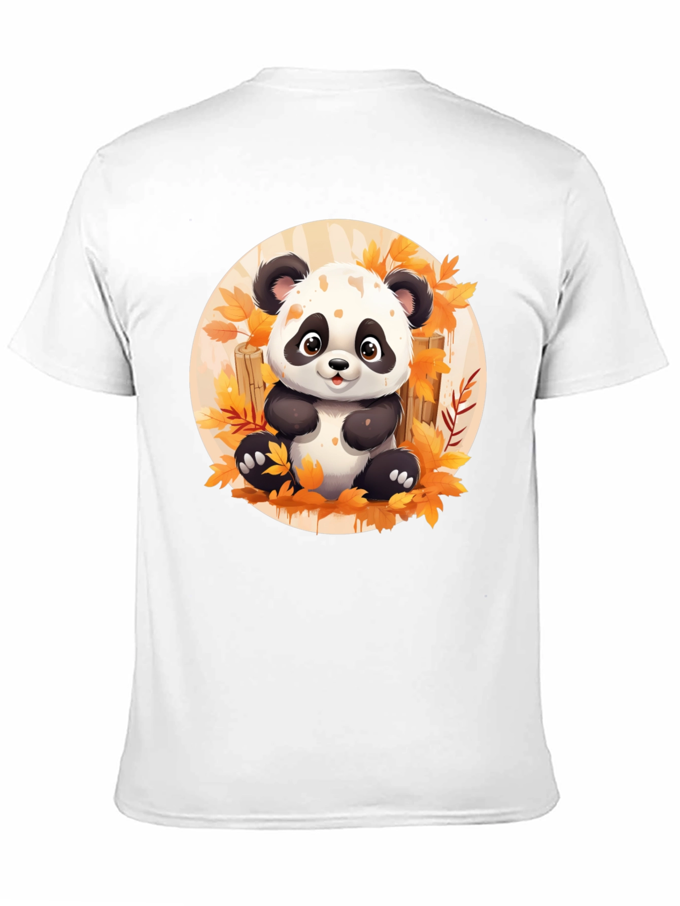 Cute Panda T-Shirt - Autumn Leaves Design