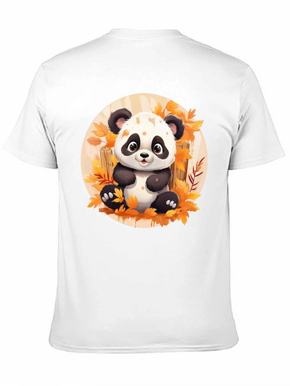 Cute Panda T-Shirt - Autumn Leaves Design