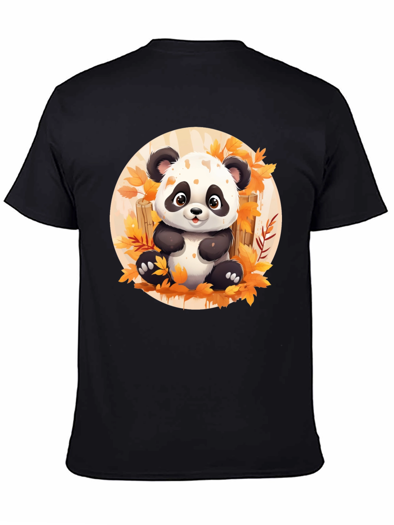 Cute Panda T-Shirt - Autumn Leaves Design