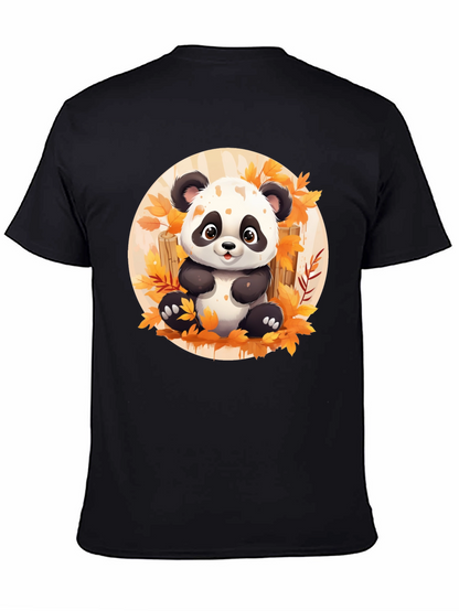 Cute Panda T-Shirt - Autumn Leaves Design