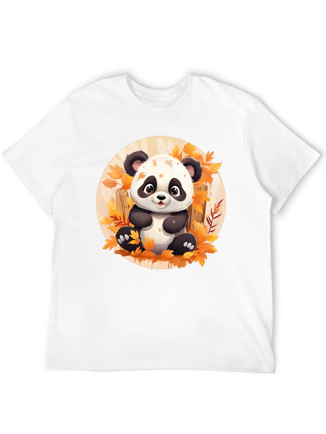 Cute Panda T-Shirt - Autumn Leaves Design