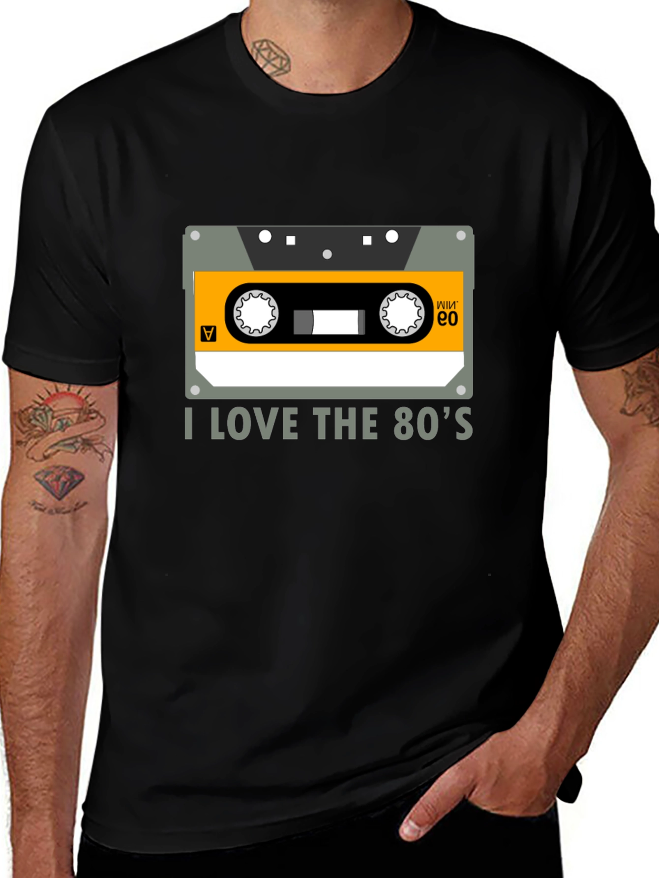 I Love the 80s Cassette Tape Black Graphic Tee