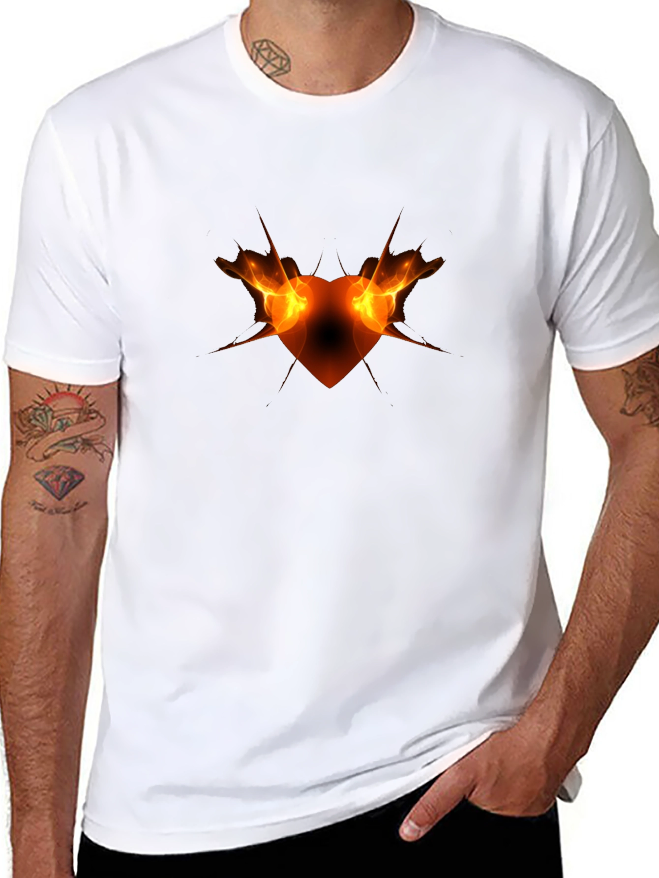 Fiery Heart Graphic Black Tee