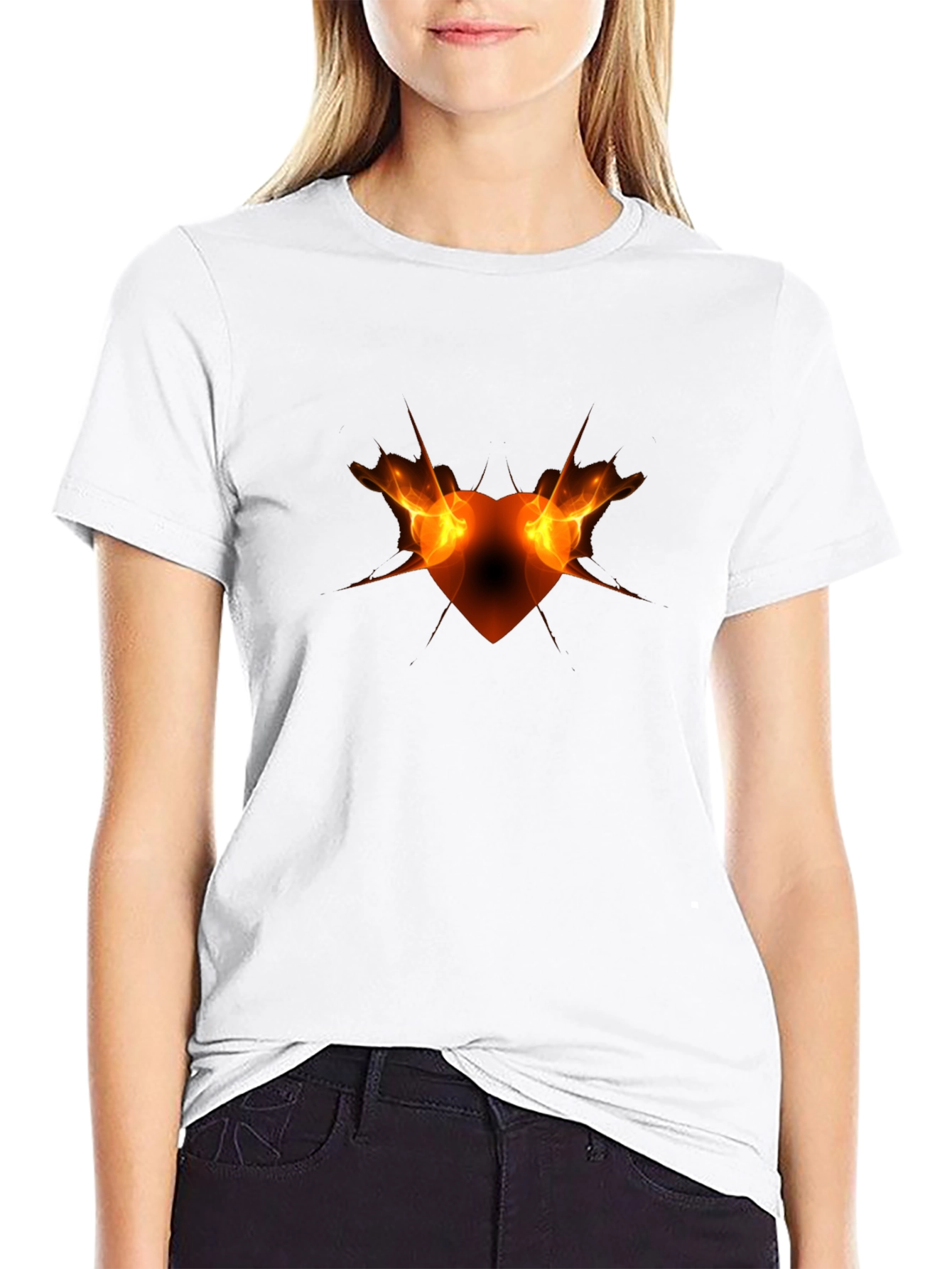 Fiery Heart Graphic Black Tee