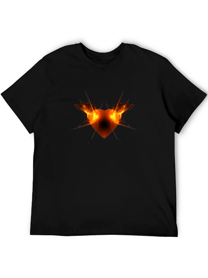 Fiery Heart Graphic Black Tee