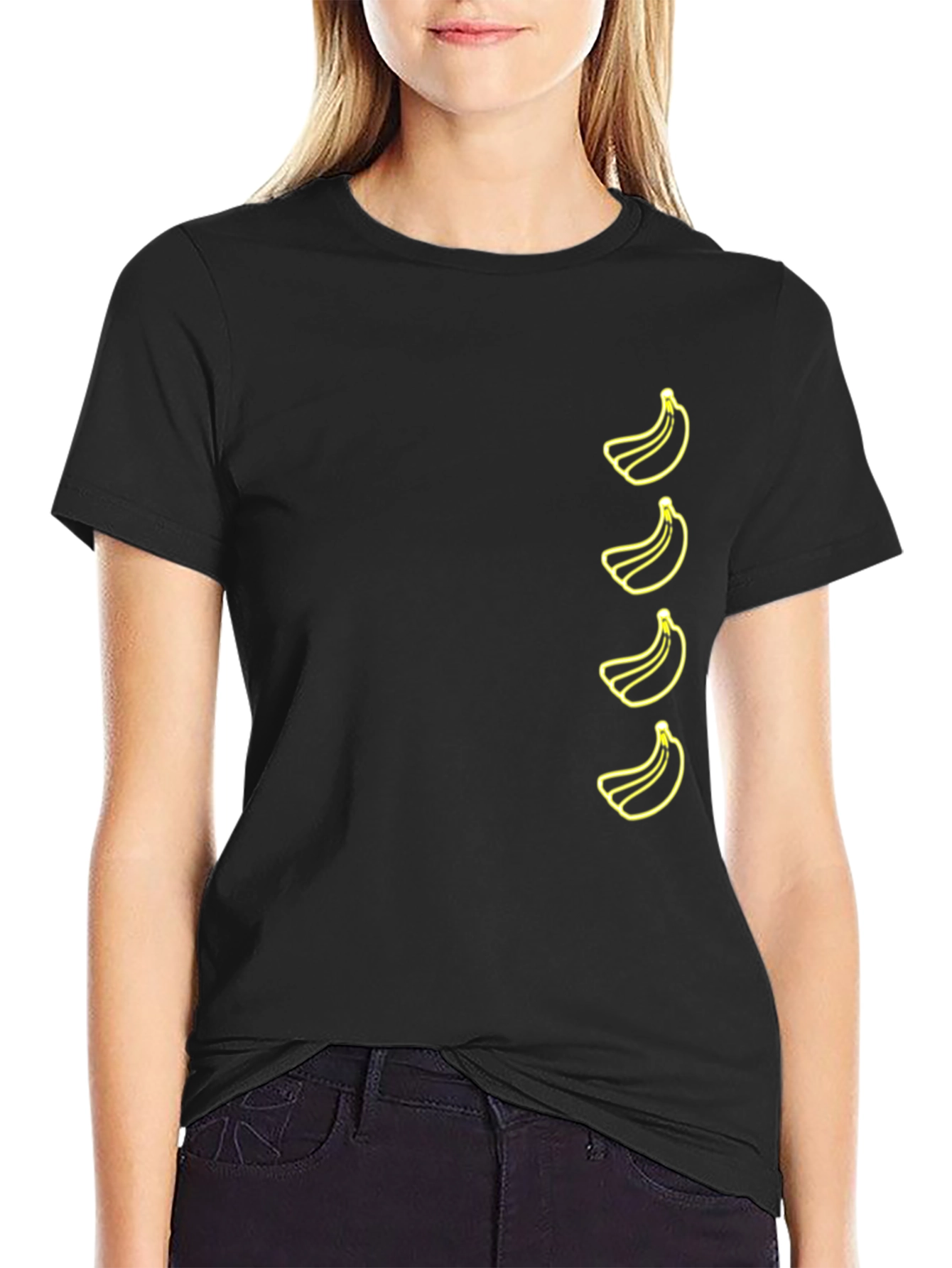 Banana Pattern T-Shirt - Black Fun & Stylish