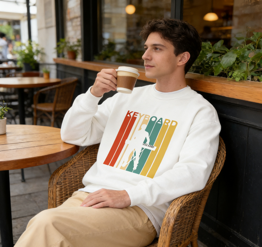 Nostalgic Keyboardist Stripe Graphic Pullover