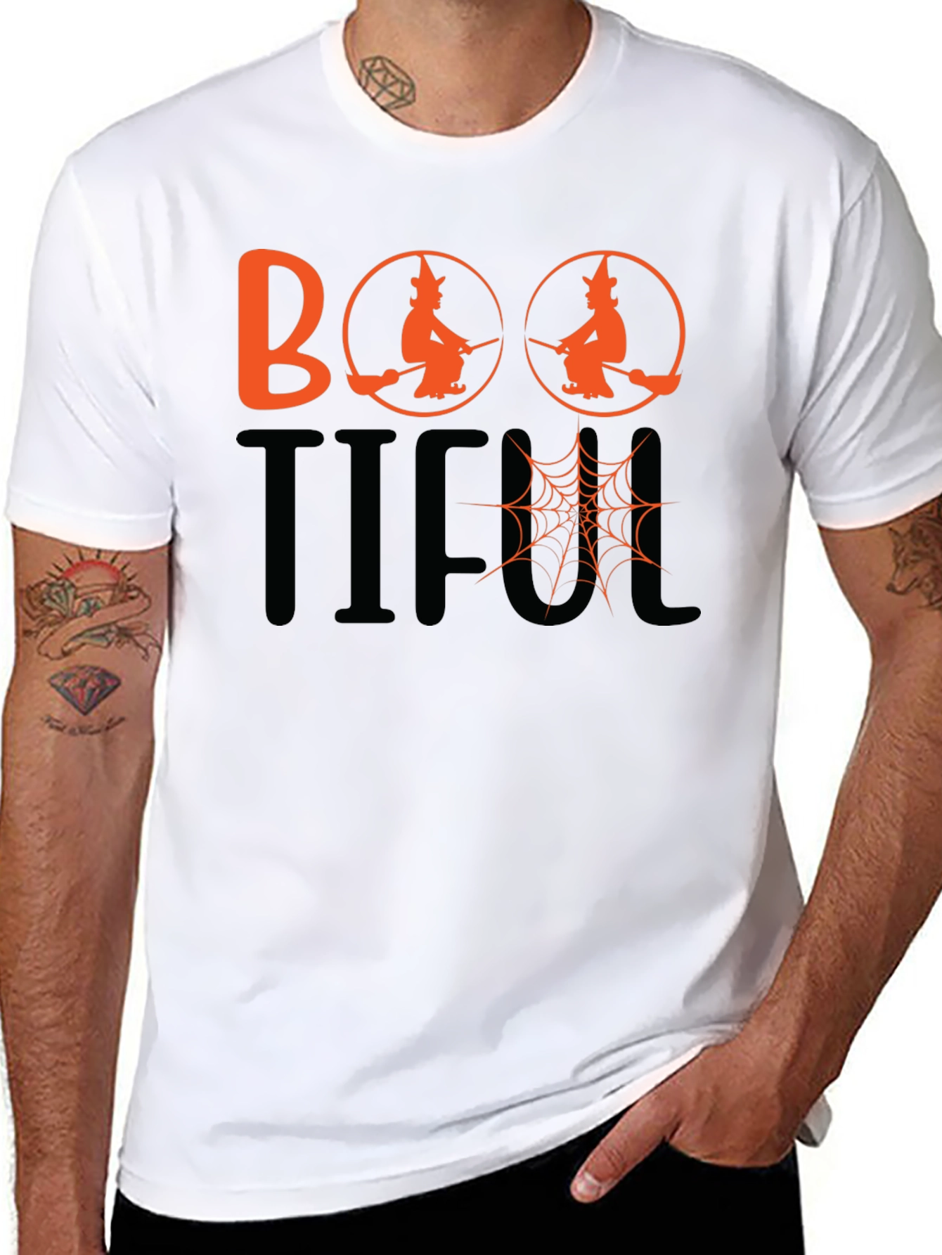 Boo-tiful Halloween T-Shirt - Witch & Spider Web Design
