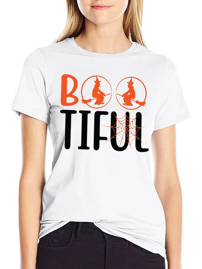 Boo-tiful Halloween T-Shirt - Witch & Spider Web Design