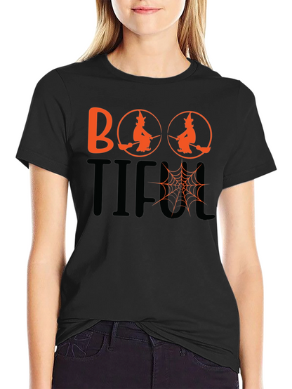 Boo-tiful Halloween T-Shirt - Witch & Spider Web Design