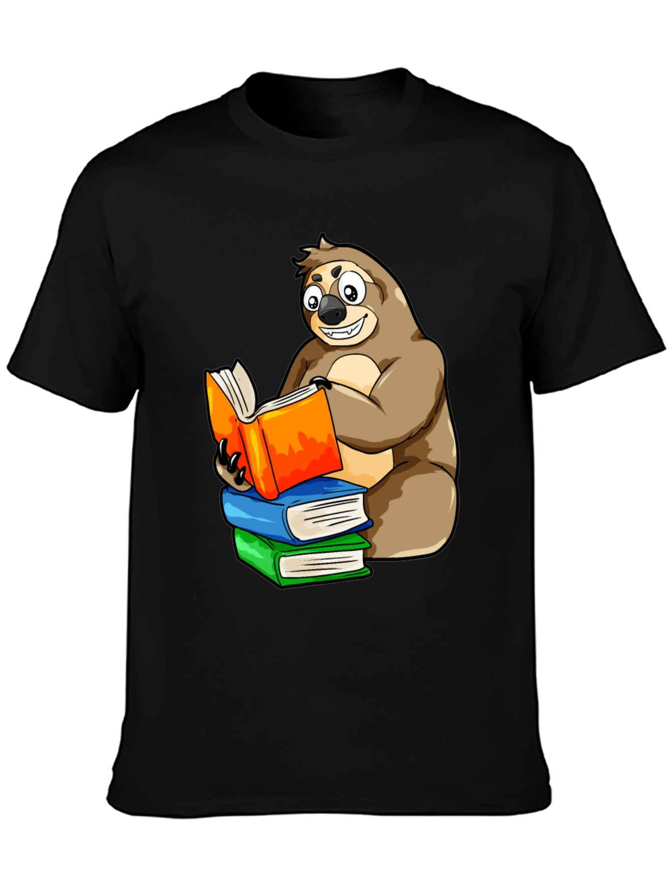 Sloth Reading Books T-Shirt - Unique Cartoon Design
