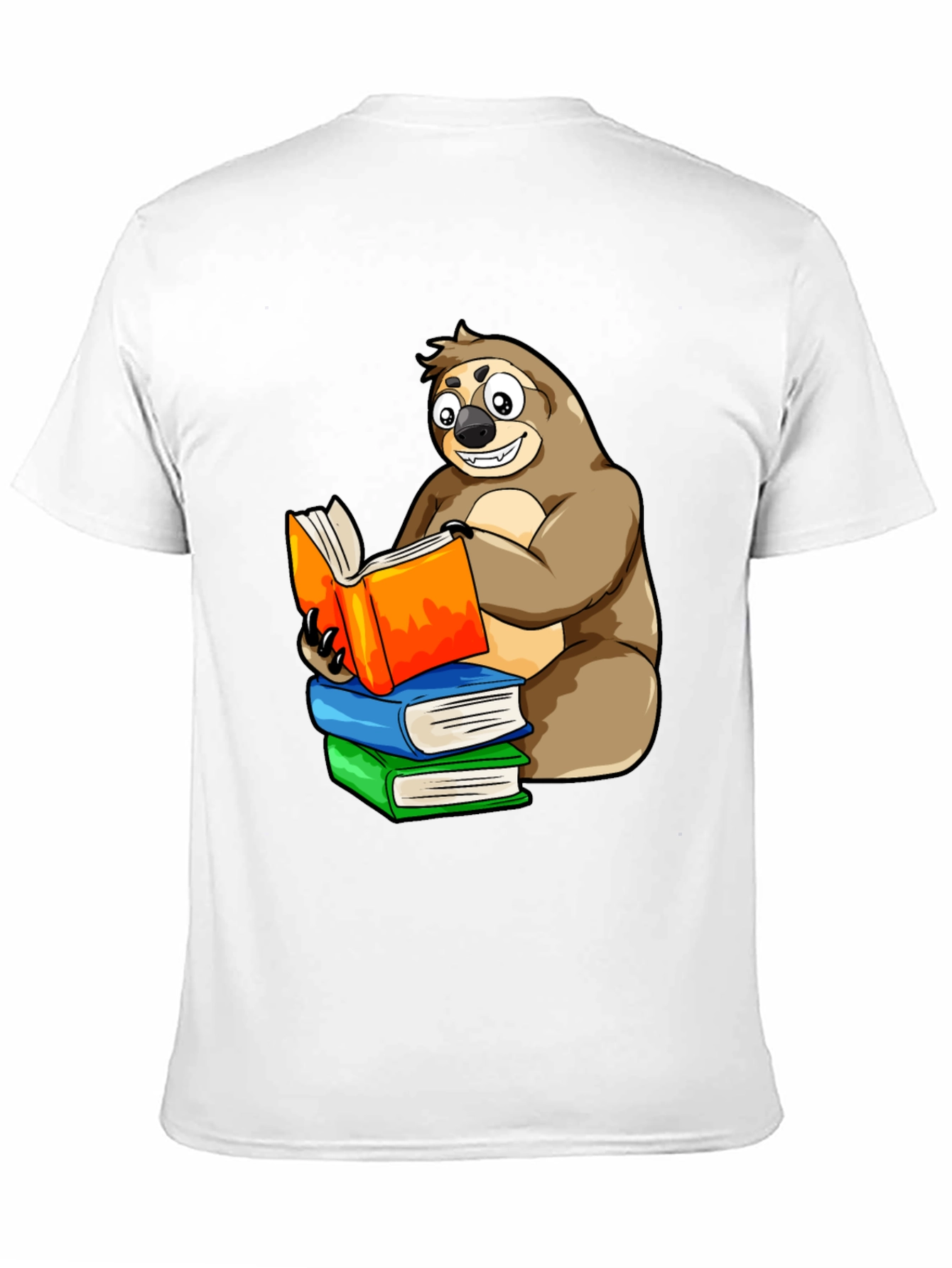 Sloth Reading Books T-Shirt - Unique Cartoon Design