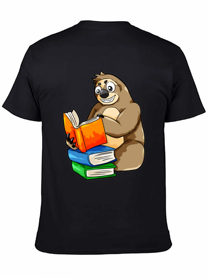 Sloth Reading Books T-Shirt - Unique Cartoon Design