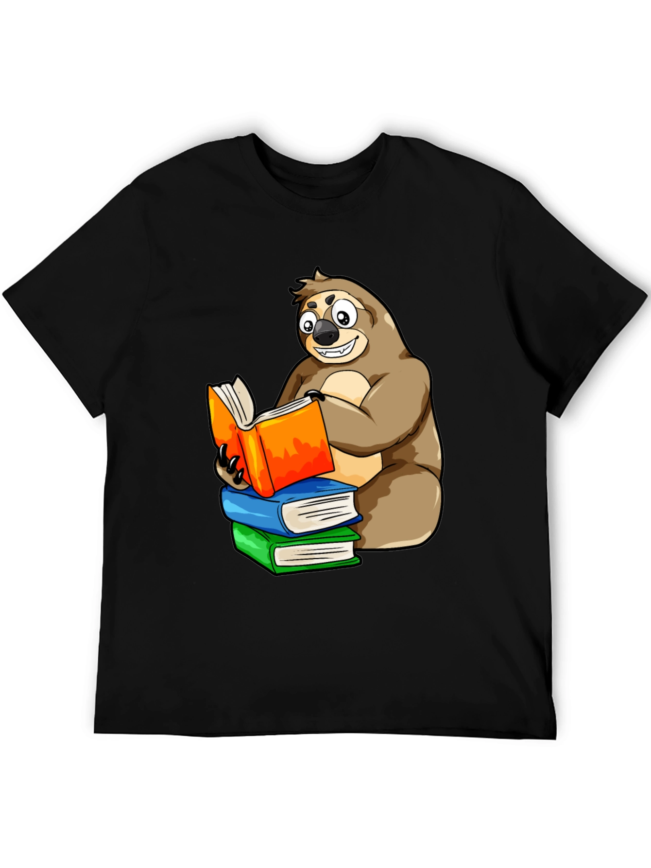 Sloth Reading Books T-Shirt - Unique Cartoon Design