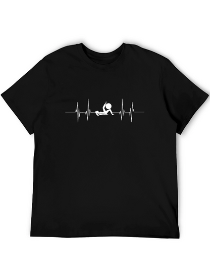 Yoga Heartbeat Graphic Tee - Black Cotton T-Shirt