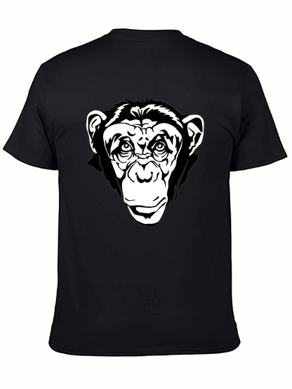 Black T-Shirt with Chimpanzee Graphic
