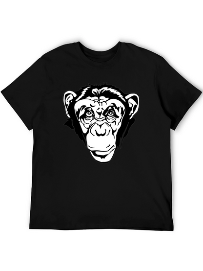 Black T-Shirt with Chimpanzee Graphic