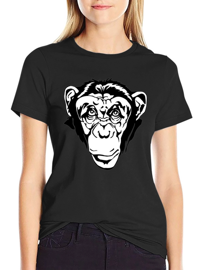 Black T-Shirt with Chimpanzee Graphic