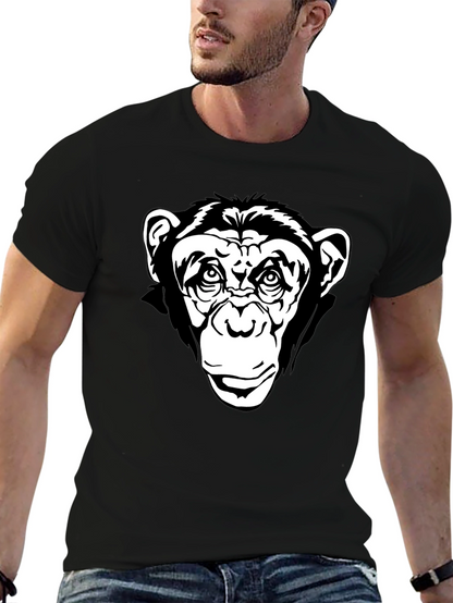Black T-Shirt with Chimpanzee Graphic