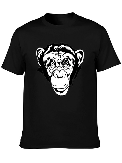 Black T-Shirt with Chimpanzee Graphic