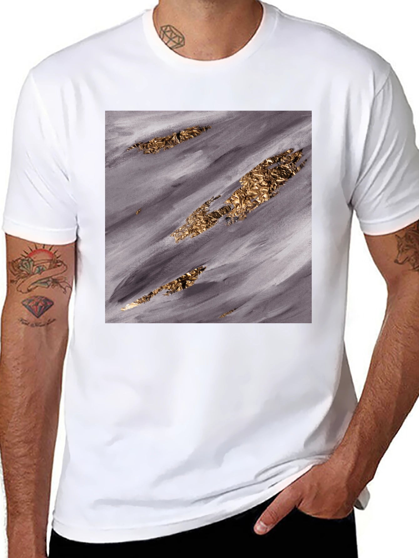 Abstract Gold & Grey T-Shirt