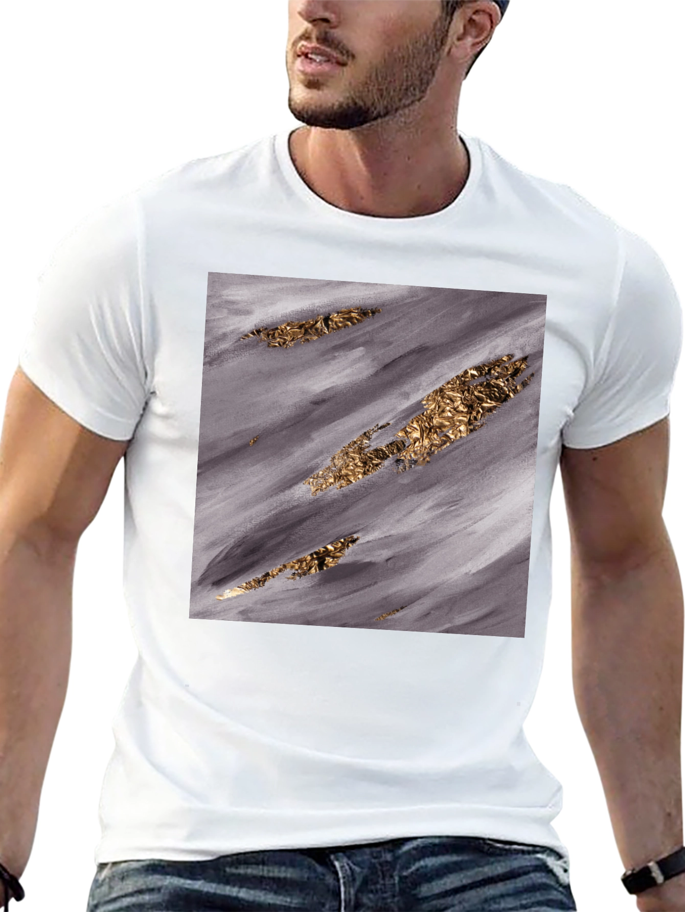 Abstract Gold & Grey T-Shirt