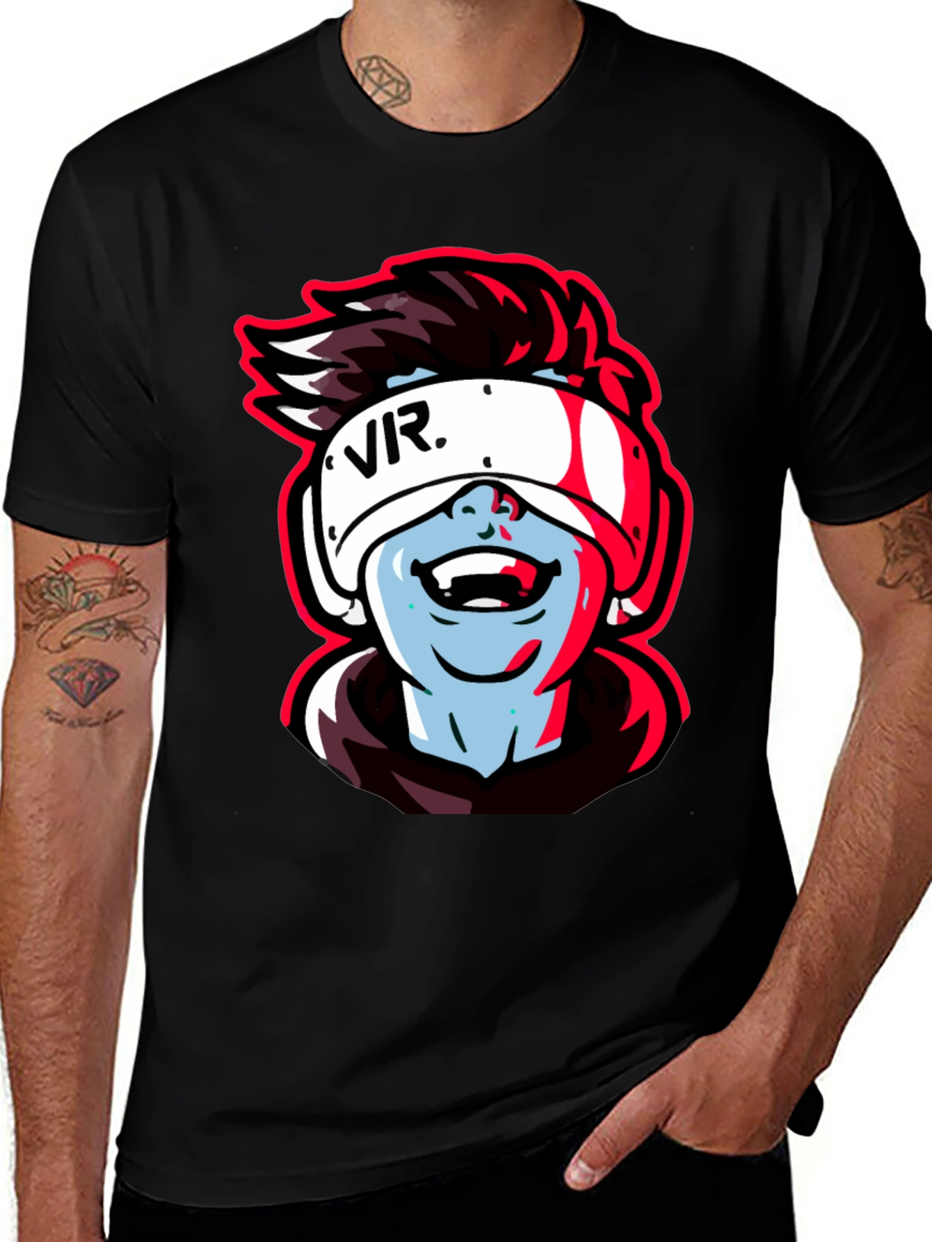VR Gamer Graphic Tee - Black Cotton Shirt