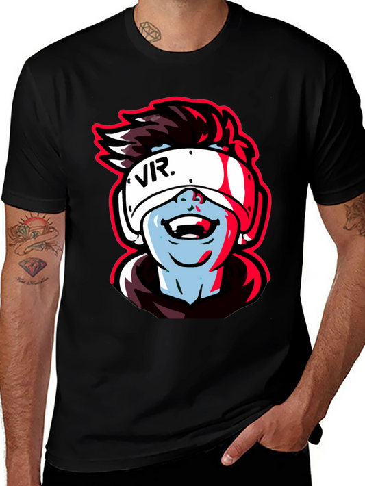 VR Gamer Graphic Tee - Black Cotton Shirt