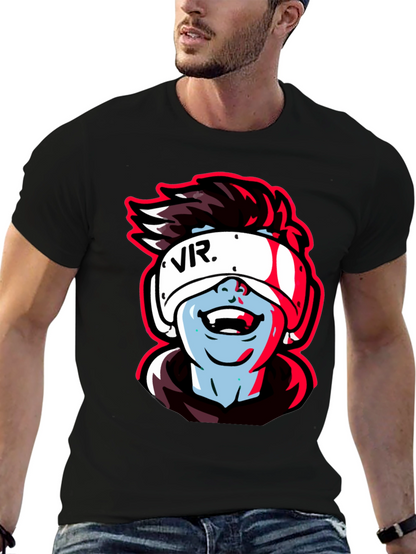VR Gamer Graphic Tee - Black Cotton Shirt
