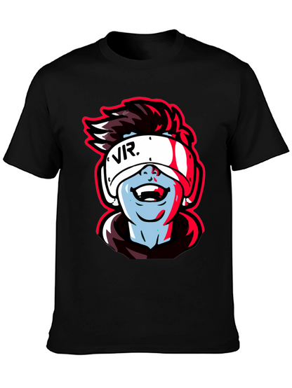 VR Gamer Graphic Tee - Black Cotton Shirt