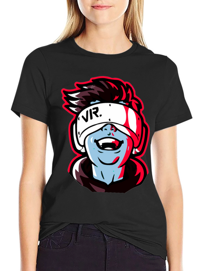 VR Gamer Graphic Tee - Black Cotton Shirt