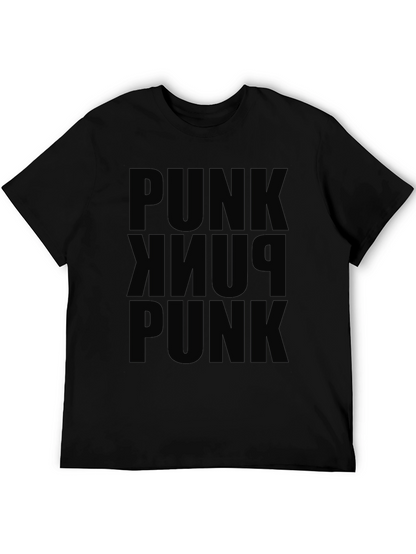 PUNK Repeated Graphic Black T-Shirt